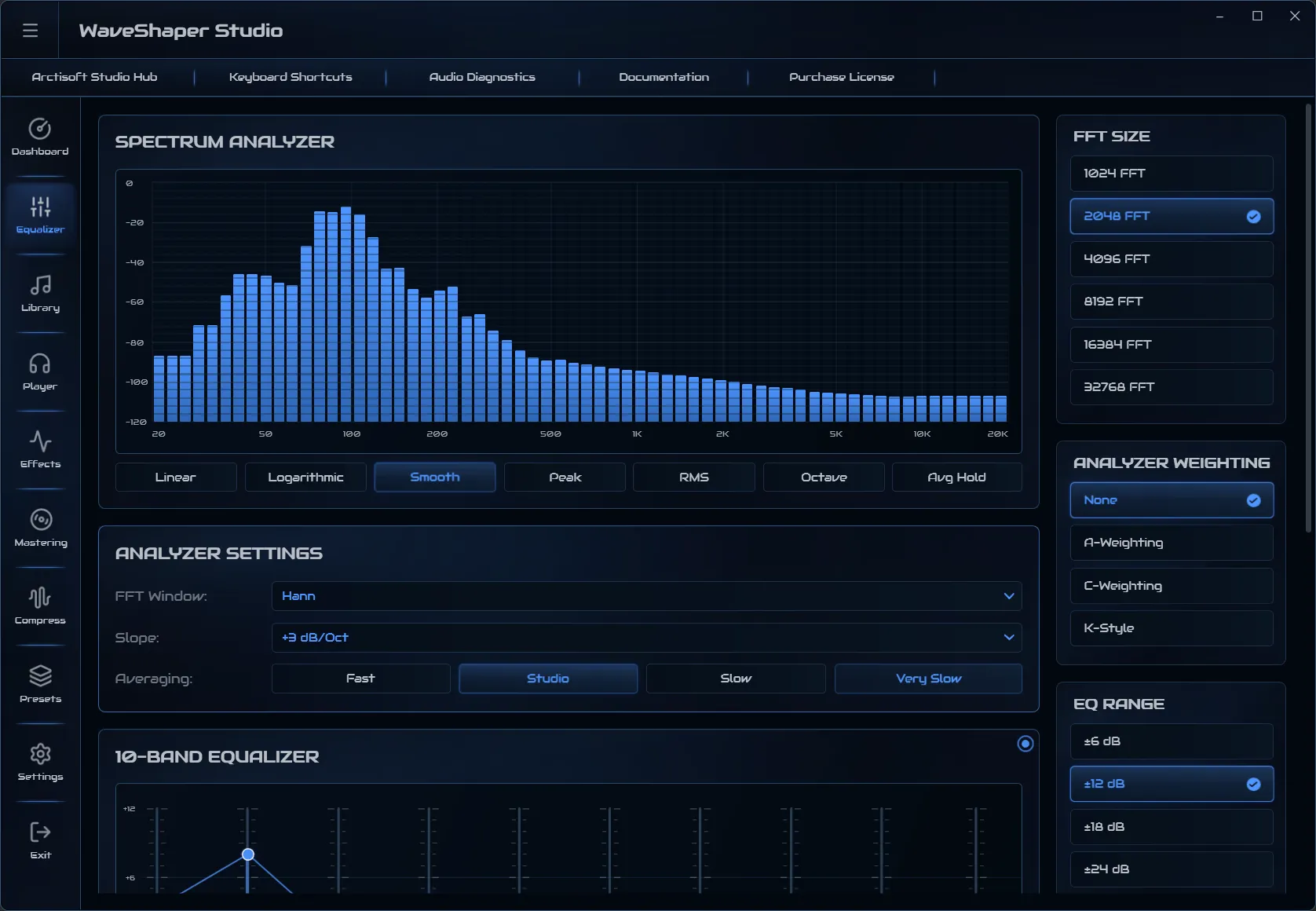 WaveShaper equaliser workspace