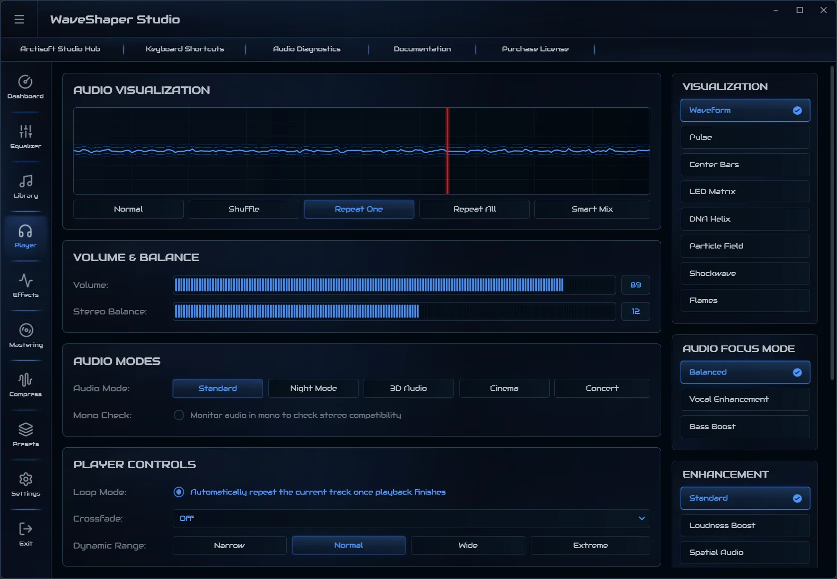 WaveShaper player workspace